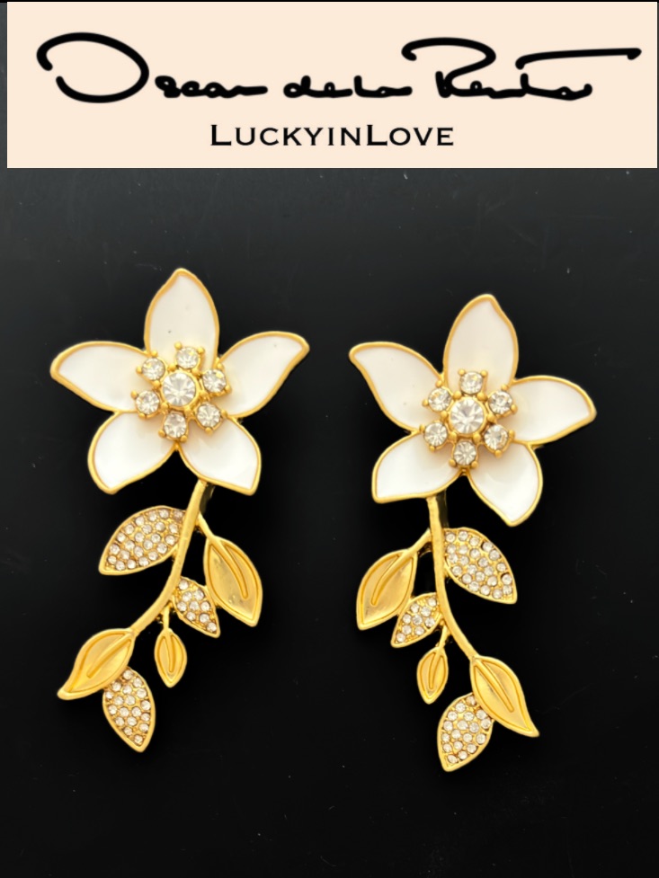 Oscar De La Renta Open Flower, Buds & Leaves Cascading Drop Earrings